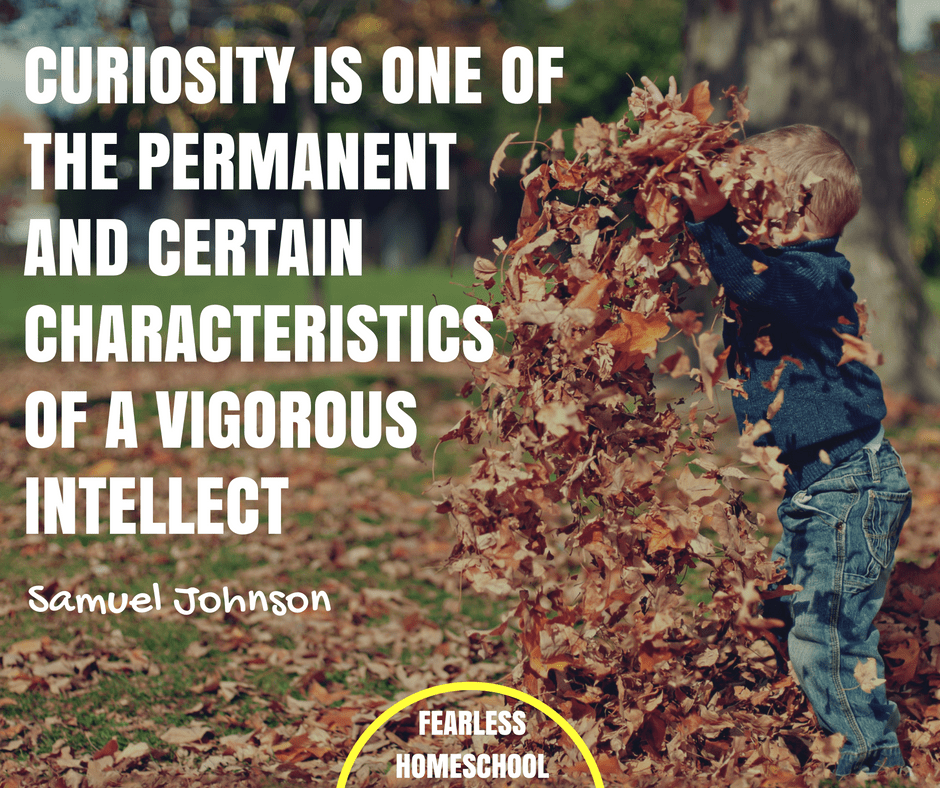 Curiosity is one of the permanent and certain characteristics of a vigorous intellect - quote from Samuel Johnson featured on Fearless Homeschool.